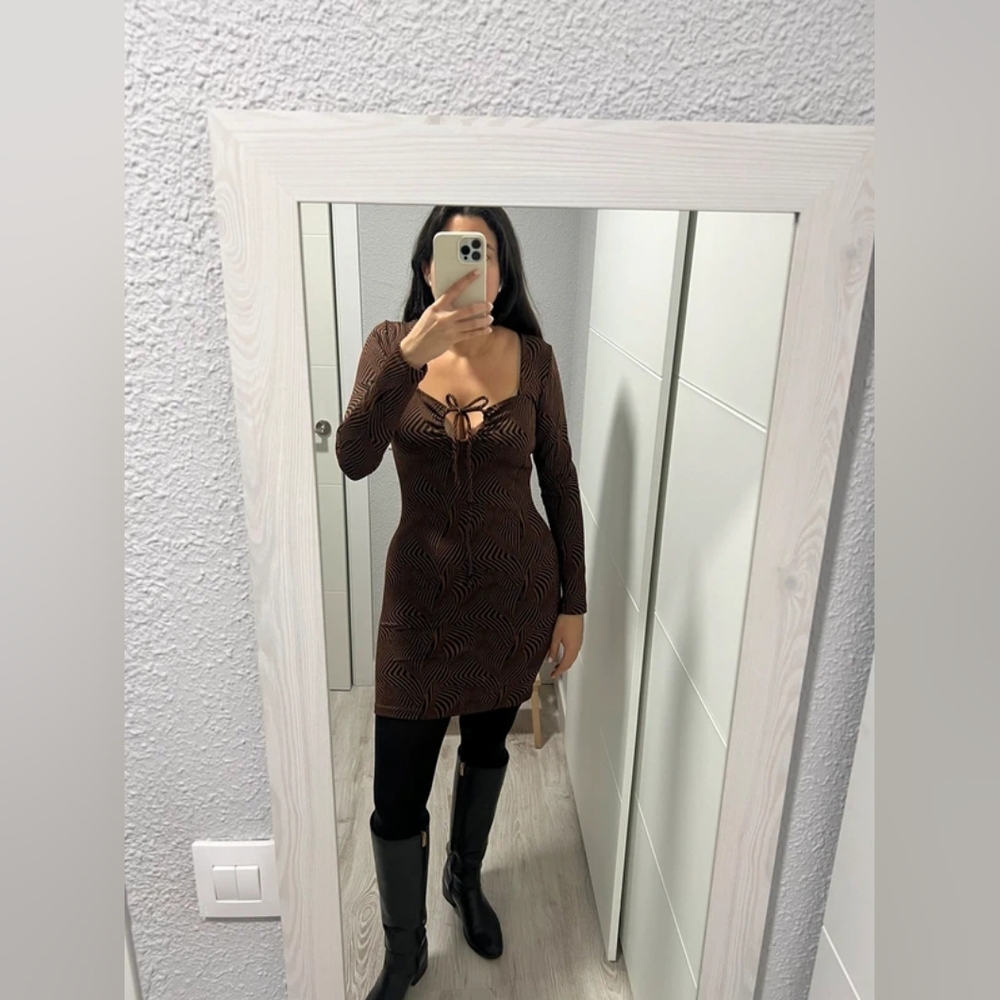 Zara Brown Long Sleeve Dress